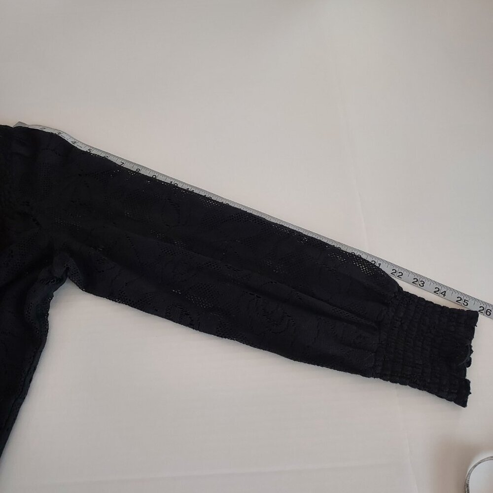 Sundance Dorina Black Lace Mock Neck Blouse Size Lg Size Lg - Picture 7 of 11